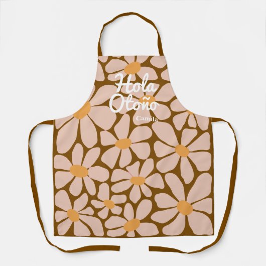 Spanish Hello Autumn Fall Vibes Personalize エプロン (正面)