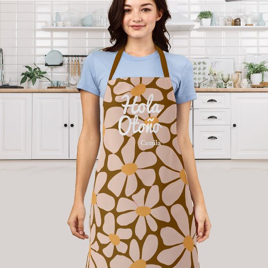 Spanish Hello Autumn Fall Vibes Personalize エプロン