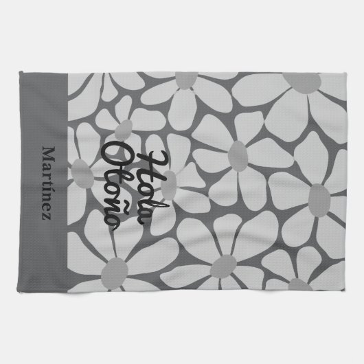 Spanish Hello Autumn Fall Vibes Personalize キッチンタオル (横)