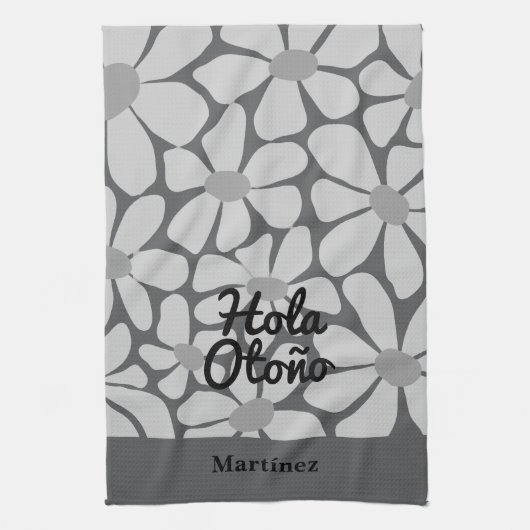 Spanish Hello Autumn Fall Vibes Personalize キッチンタオル (縦)