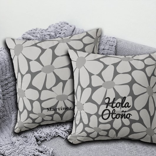 Spanish Hello Autumn Fall Vibes Personalize クッション