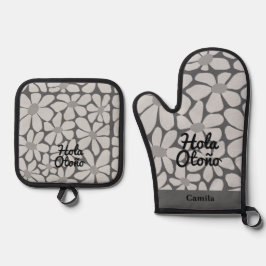 Spanish Hello Autumn Fall Vibes Personalize 鍋つかみ&鍋敷きセット