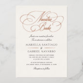 Spanish Language Calligraphy Nuestra Boda Wedding 箔招待状 (正面)