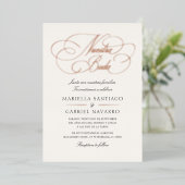Spanish Language Calligraphy Nuestra Boda Wedding 箔招待状 (立ち正面)