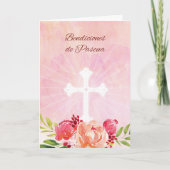 Spanish Language Easter Blessings Pink Flowers wit カード (正面)