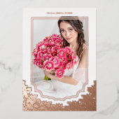 Spanish Luxury Floral Frame Mis XV Años Photo 箔招待状 (正面)