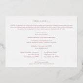 Spanish Luxury Lace Effect Frame Mis XV Años Photo 箔招待状 (裏面)