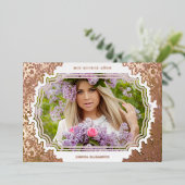 Spanish Luxury Lace Effect Frame Mis XV Años Photo 箔招待状 (立ち正面)