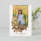 Spanish Luxury Trend Floral Primera Comunión Photo 箔招待状 (立ち正面)