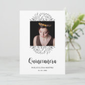 Spanish Luxury Wildflowers Frame Quinceañera Photo 招待状 (スタンド正面)