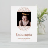Spanish Luxury Wildflowers Frame Quinceañera Photo 箔招待状 (立ち正面)