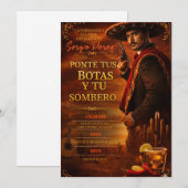 Spanish Mexican Cowboy Adult Man Birthday Party 招待状 (正面/裏面)