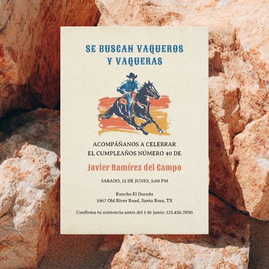 Spanish Mexican Cowboy Desert Wild West Birthday 招待状