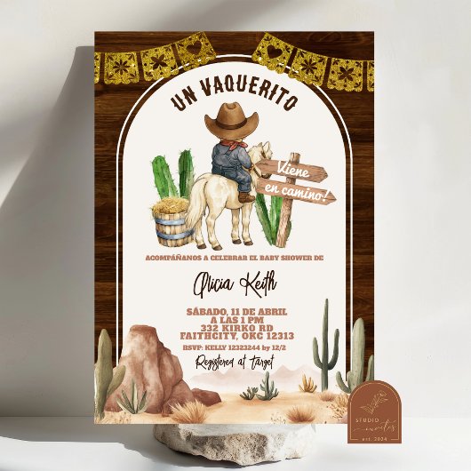 Spanish Mexican Wild West Cowboy Baby Shower 招待状