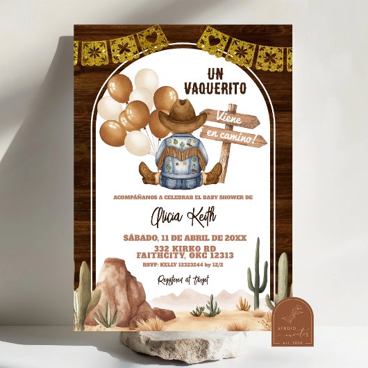 Spanish Mexican Wild West Cowboy Baby Shower 招待状