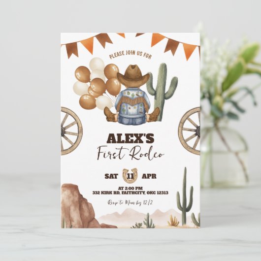Spanish Mexican Wild West Cowboy First Rodeo 招待状 (スタンド正面)