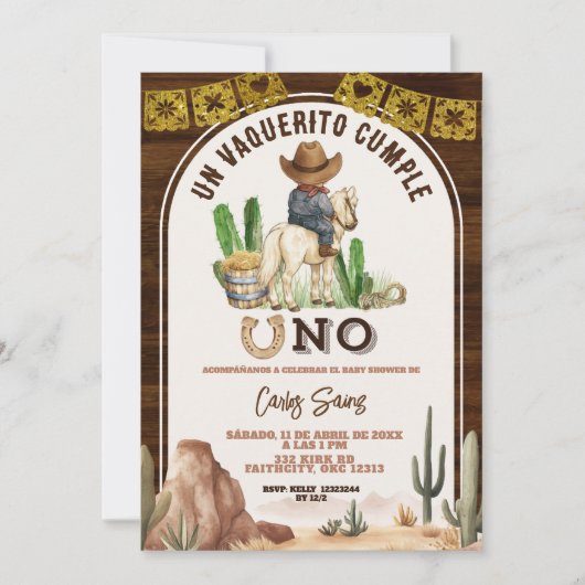 Spanish Mexican Wild West Cowboy turning one 招待状 (正面)