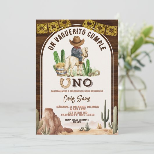 Spanish Mexican Wild West Cowboy turning one 招待状 (スタンド正面)