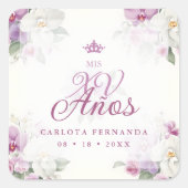 Spanish Mis XV Exquisite Floral Orchids Bouquets スクエアシール (正面)