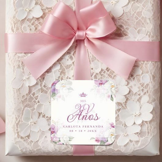 Spanish Mis XV Exquisite Floral Orchids Bouquets スクエアシール
