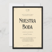Spanish Nuestra Boda Art Deco Eegant Wedding 招待状 (正面)