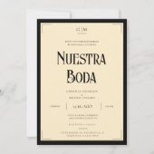 Spanish Nuestra Boda Art Deco Eegant Wedding 招待状 (正面)