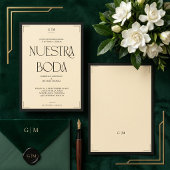 Spanish Nuestra Boda Art Deco Eegant Wedding 招待状