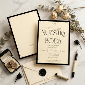 Spanish Nuestra Boda Art Deco Eegant Wedding Invit 招待状