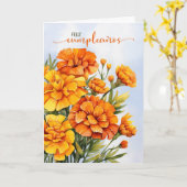 Spanish Oct Birthday Feliz Cumpleanos Marigolds カード (黄色い花)