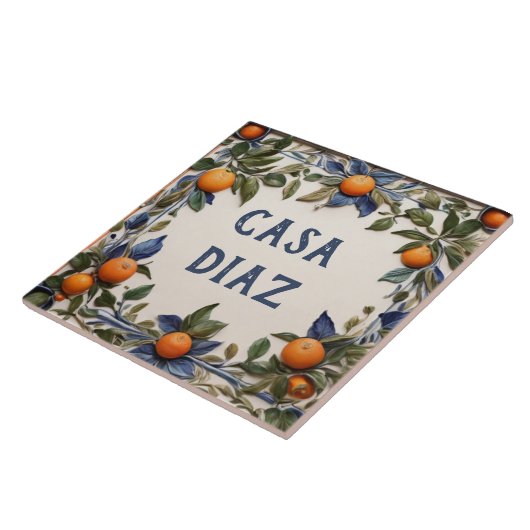 Spanish Oranges Custom House Name Plaque Sign タイル (側面)