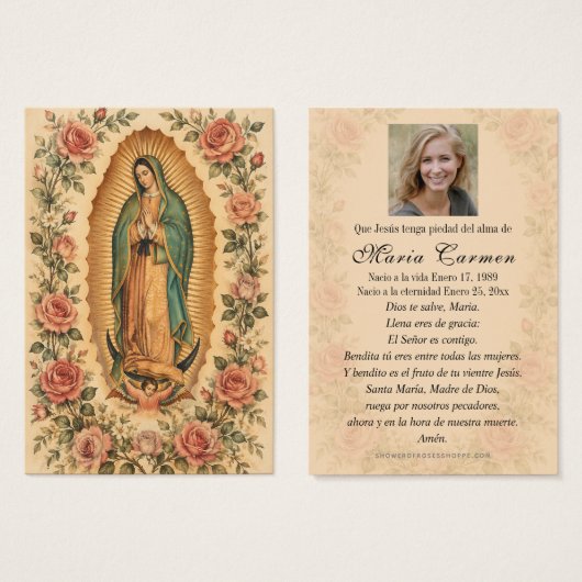 Spanish Our Lady of Guadalupe Funeral Memorial  (正面&裏面)