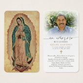 Spanish Our Lady of Guadalupe Sympathy Prayer Card (正面&裏面)