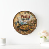 Spanish Paella Rustic Mediterranean Kitchen ラージ壁時計 (ホーム)