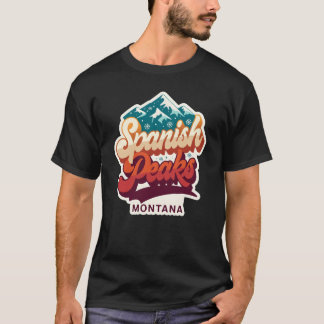 Spanish Peaks Montana Retro 70s Black T-Shirt | Vi Tシャツ