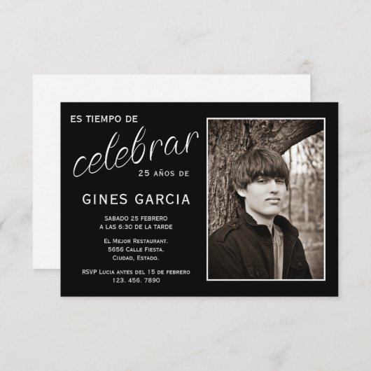 Spanish Photo Birthday 招待状 (正面/裏面)