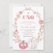Spanish Pink Bow Coquette Pumpkin Bautizo 招待状 (正面)