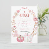 Spanish Pink Bow Coquette Pumpkin Bautizo 招待状 (スタンド正面)