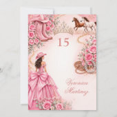 Spanish Pink Floral Charro Princess Sweet 15 Años 招待状 (裏面)