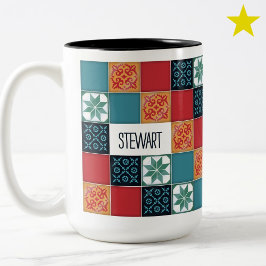 Spanish Portuguese Azulejos Tiles Custom Name Mug ツートーンマグカップ