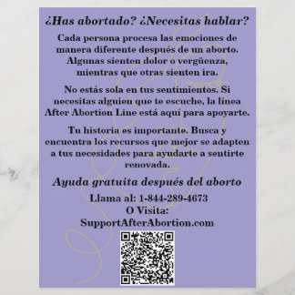 Spanish Pregnancy Help/After Abortion Care Flyer チラシ
