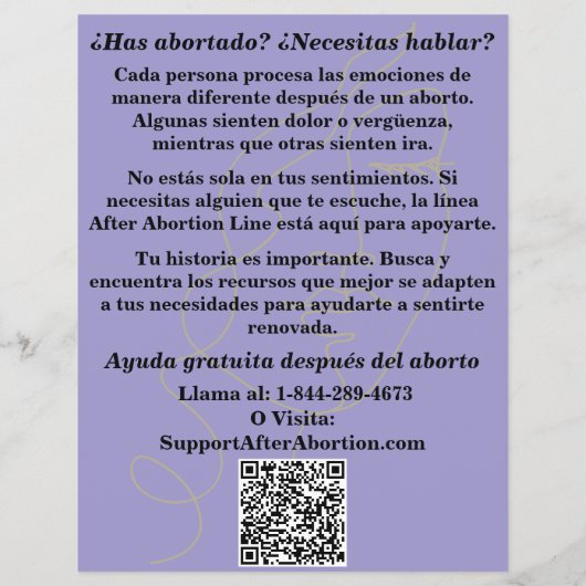 Spanish Pregnancy Help/After Abortion Care Flyer チラシ (裏面)
