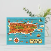 Spanish Puerto Rico 5x7 Map Postcard サンキューカード (スタンド正面)