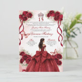 Spanish Quinceañera Burgundy Red 15 Años Princess 招待状 (スタンド正面)