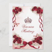 Spanish Quinceañera Burgundy Red 15 Años Princess 招待状 (裏面)