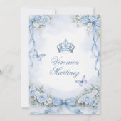 Spanish Quinceañera Dusty Blue 15 Años Princess 招待状 (裏面)