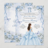 Spanish Quinceañera Dusty Blue 15 Años Princess 招待状 (正面/裏面)