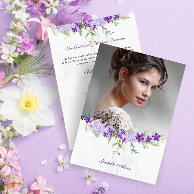 Spanish Quinceañera Photo Floral Garland in Purple (クリエイターアップロード済み)