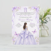 Spanish Quinceañera Purple Princess Dress 15 Años 招待状 (スタンド正面)