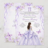 Spanish Quinceañera Purple Princess Dress 15 Años 招待状 (正面/裏面)