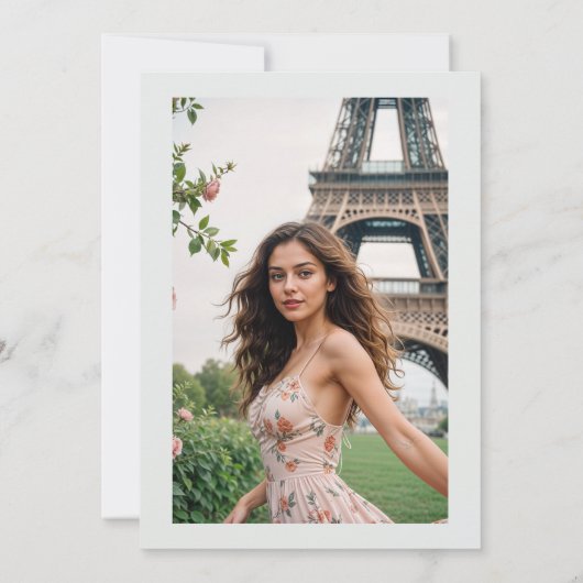 Spanish Quinceañera Romantic Eiffel Tower Photo 招待状 (裏面)
